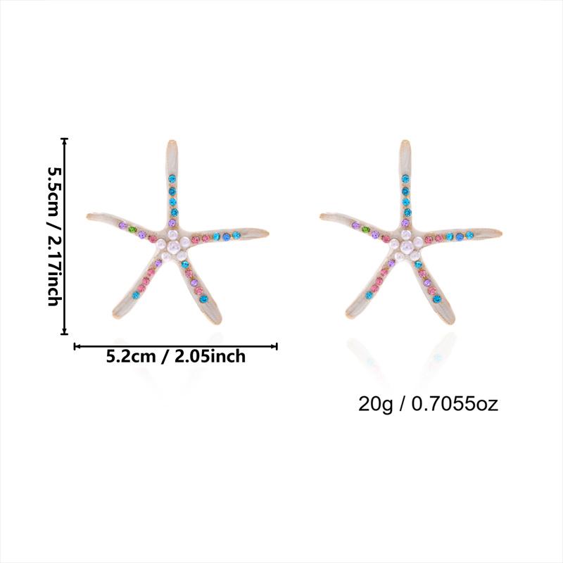 Starfish Stud Earrings For Women Summer Beach Jewelry Boho Crystal Sea Star Earring Vacation Holiday Accessories Gift