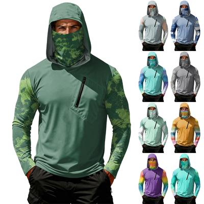 Camiseta Casual con Capucha de Manga Larga para Hombre con Protección Solar
