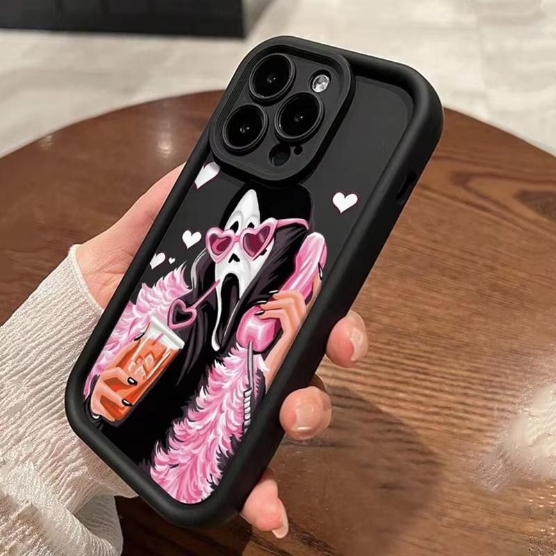 Fashionable Skull Printed Phone Case For iPhone 16 15 14 13 12 11 Pro Max XS X XR 7 8 SE Thickened Silicone Soft Back Cover