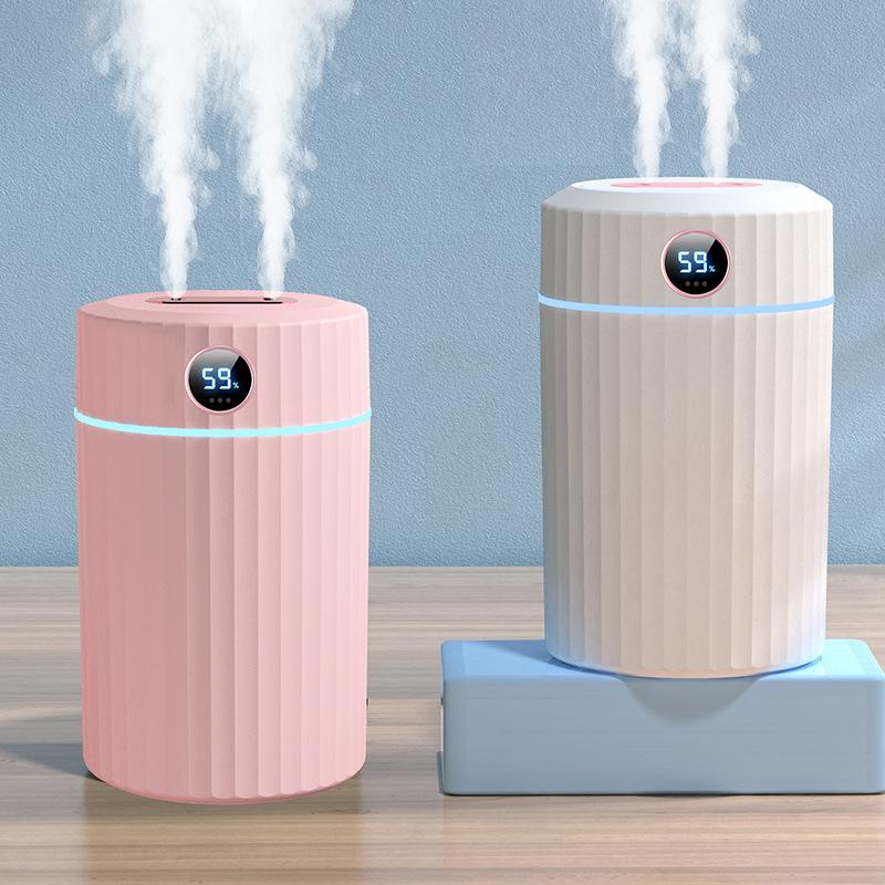 Umidificatore d'aria 2l Doppio ugello Diffusore di aroma e fragranza per oli essenziali Diffusore per aromaterapia a ultrasuoni con display dell'umidità