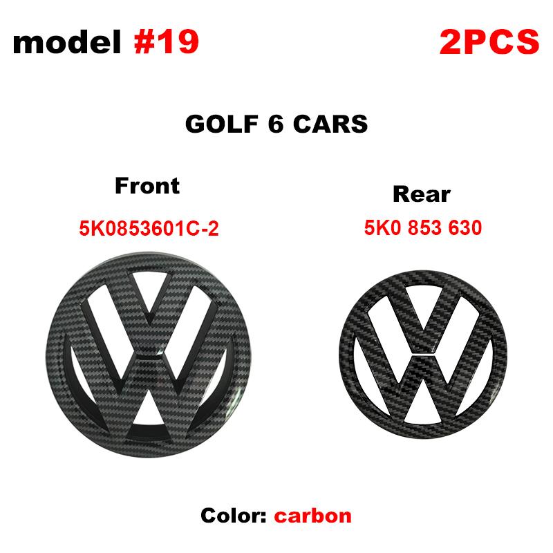 W1255K0853601C VW 135mm Car Front Grill Logo Emblem 110mm Rear Trunk Lid Badge For Volkswagen Golf MK6 Replacement Auto Accessories
