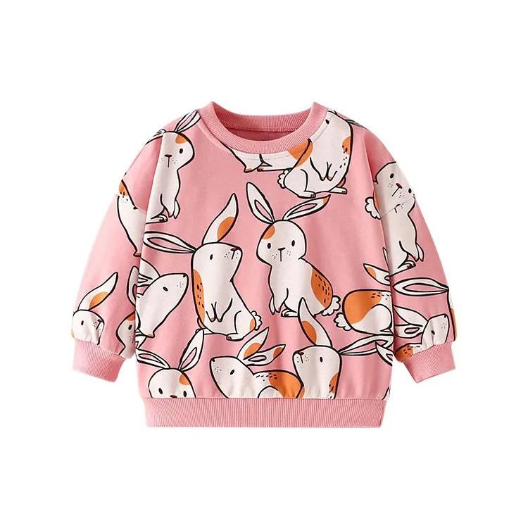 Girls Long Sleeve Pullover Sweatshirt Soft Cotton Blend Kids Crewneck Top Casual Wear for Toddlers and Children