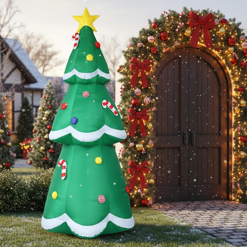 Weihnachts-Blow-Ups 9,8ft Riese mit LEDs Festlicher aufblasbarer Weihnachtsbaum Außendekor für Innen Außen Garten Veranda Terrasse
