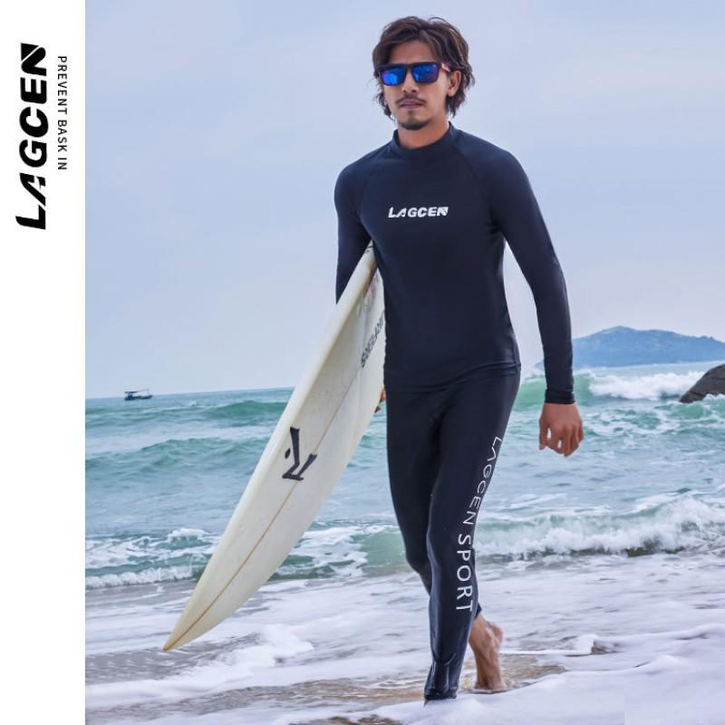Mens Long Sleeve Full Coverage Rash Guard Set UV Protection Dive Suit Surfing Snorkeling Water Sports