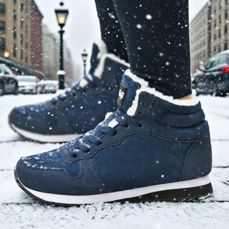 Women's Fashion Winter Boots Plush Lined High Top Design Anti Slip Rubber Outsole Snow Sneakers  New Soft Winter Ankle Boots