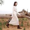 Sancai Machine-Washable High-Waist A-Line Knit Midi Skirt