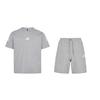 U Trainingsanzug Drei Streifen Rundhalsausschnitt Pullover Kurzarm T-Shirt Bequeme Mittelhohe Kordelzugshorts Lässiges Sportset KX0523