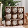 9PCS 8CM Christmas Ball Ornaments Glitter Xmas Spheres Pendant Set  New Year