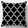 Black And White Pillowcase 45Cmx45Cm Square Sofa Pillow Cover Stripes Leaves Pattern Cushion Cover