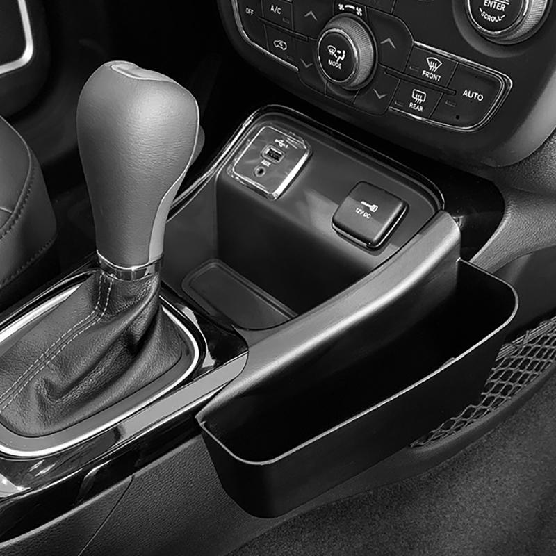 Car Gear Shift Storage Box Organizer Tray Phone Container Stowing Tidying for Jeep Compass 2017-2026 Auto Interior Accessories