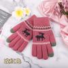 Double Gloves Deer Piled Thickened Christmas Cold Warm Knitted Wool Winter Outdoor Women's Gloves