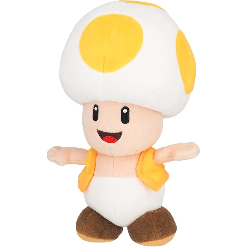 San-ei Super Mario All Star Collection Yellow Toad Plush Toy 20cm