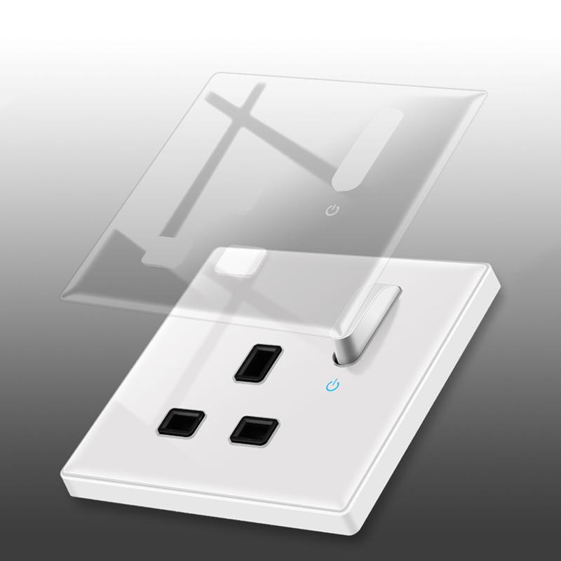 White LED Indicator Light Switch Panel Glass Piano Key Self-reset Wall Switch socket,UK FR EU Universal USB Electrical Outlet