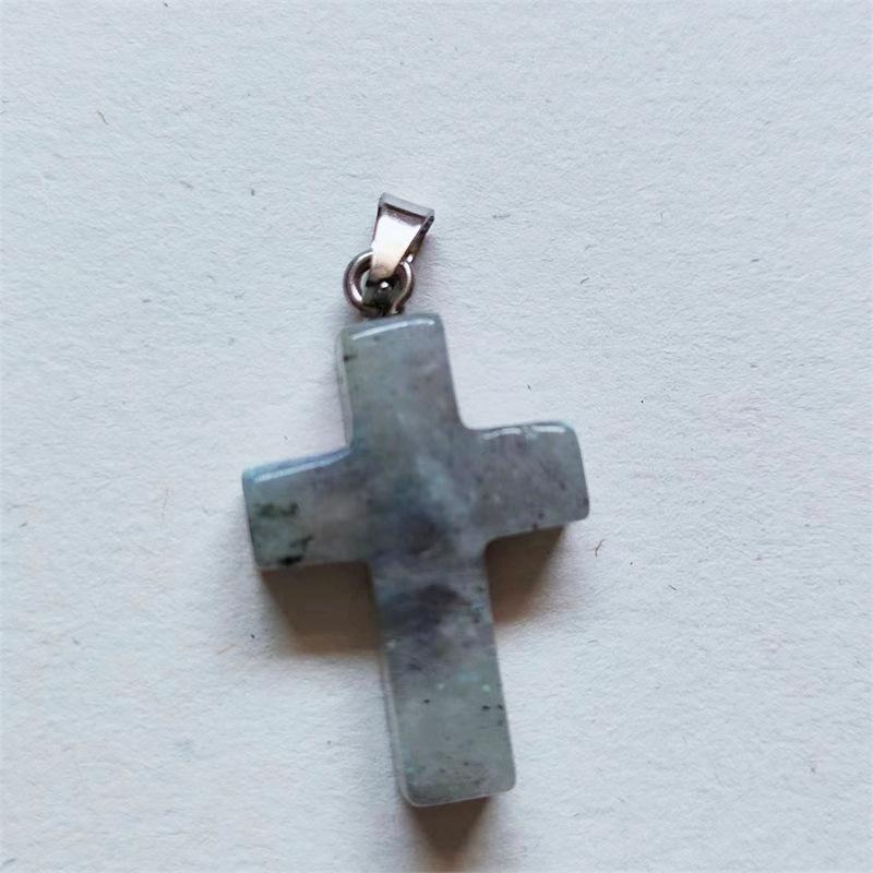 Amethyst Stone Cross Pendant Necklace - European & American Fashion Accessory