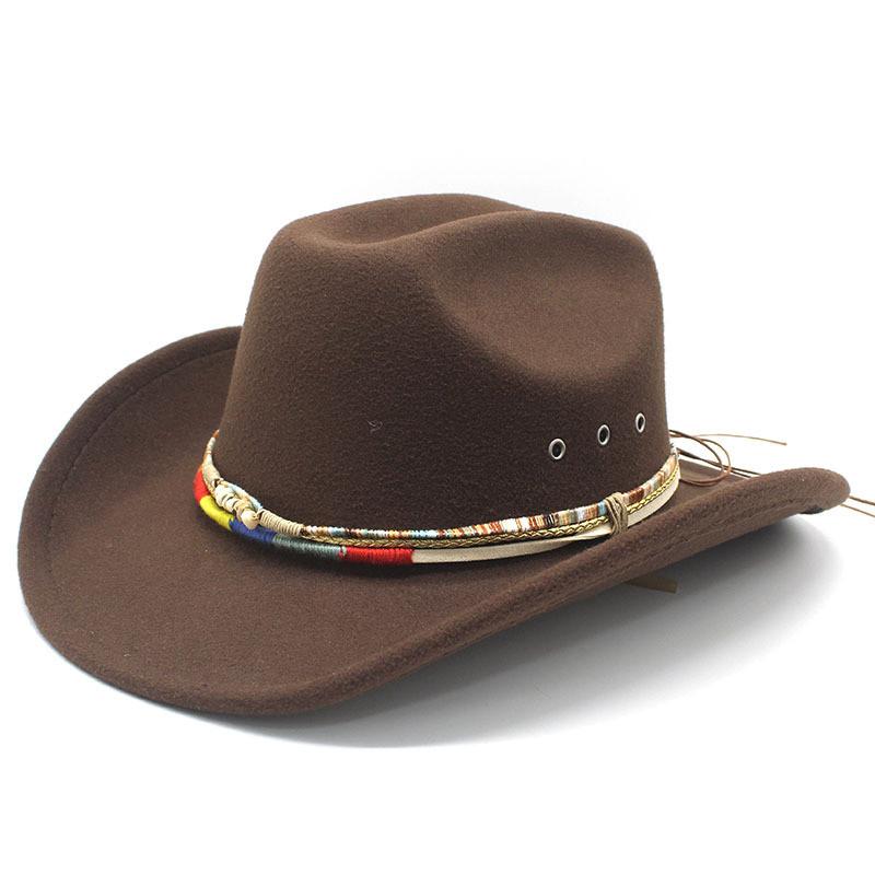 Traditional Western Wool Felt Hat With Large Brim For Outdoor Fashion And Sun Protection