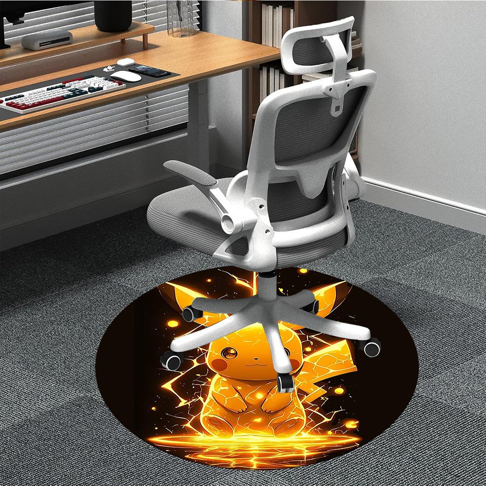 

1pc Electric Pokémon Office Round Area Rug, Indoor Mat Suitable For Office, Under Office Chairs Bedroom Living Room Home Decor, Room Deco 80cm