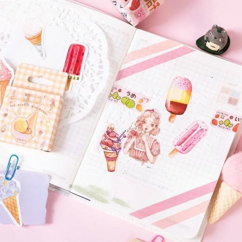 46Pcs Yummy Ice Cream Paper Sticker Decorative Sticker Diy Diary Scrapbooking Label Sticker Children's Stickers