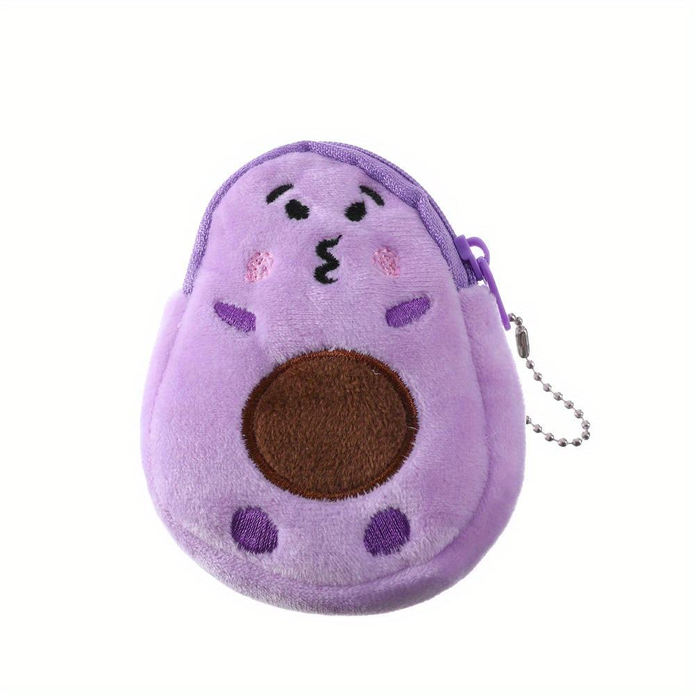 Funny Cartoon Avocado Shaped Purse, Plush Coin Purse, Portable Storage Pouch