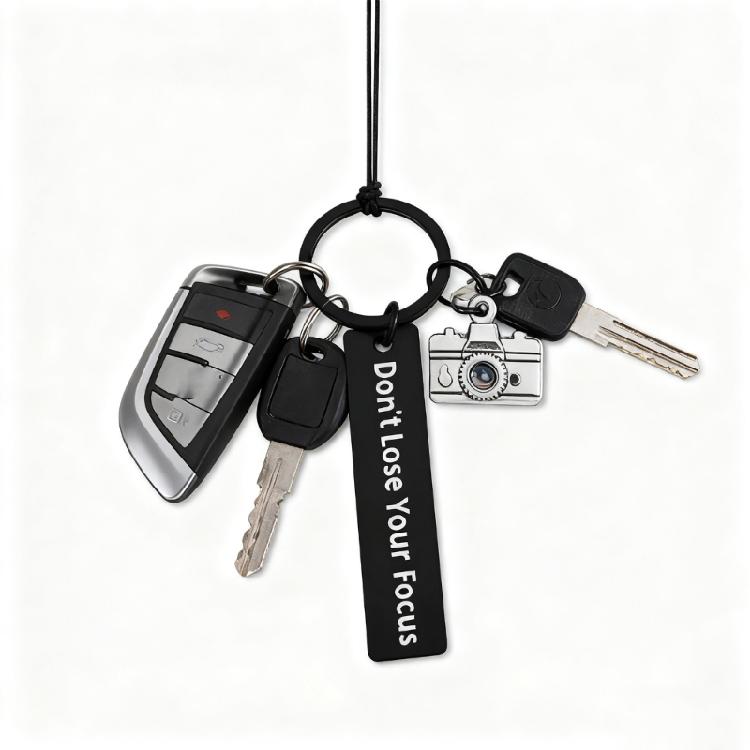 Photography Theme Keychain Stainless Steel Vintage Camera Design Smooth Brims Everyday Carry Accessory For Adults