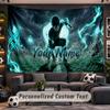 Wall Hanging Tapestry Custom NameBlue Lock Pattern Personalized Printed Fabric Wall Decor
