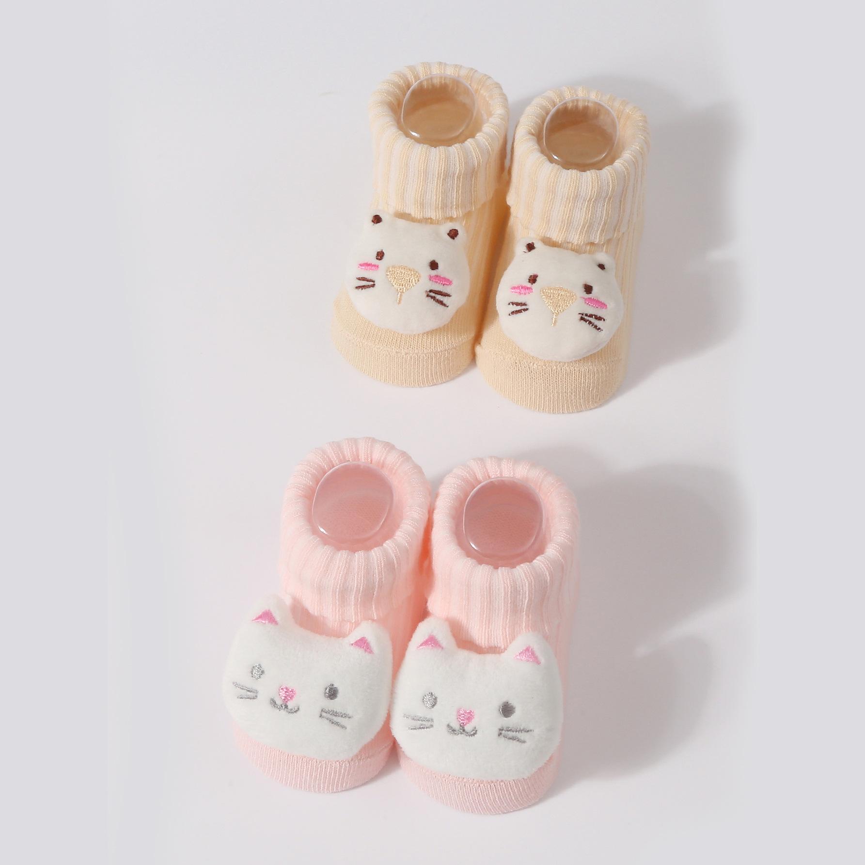 

2 Pairs 0-6 Months Baby Socks Newborn Baby Girls Socks Spring and Autumn Cute Cartoon Cotton 3D Doll Sock Infant Socken 0-6M