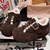 Retro Velvet Shoes Autumn and Winter New Warm Lamb Wool Shoes Casual Matte Leather Soft-soled Cotton Shoes