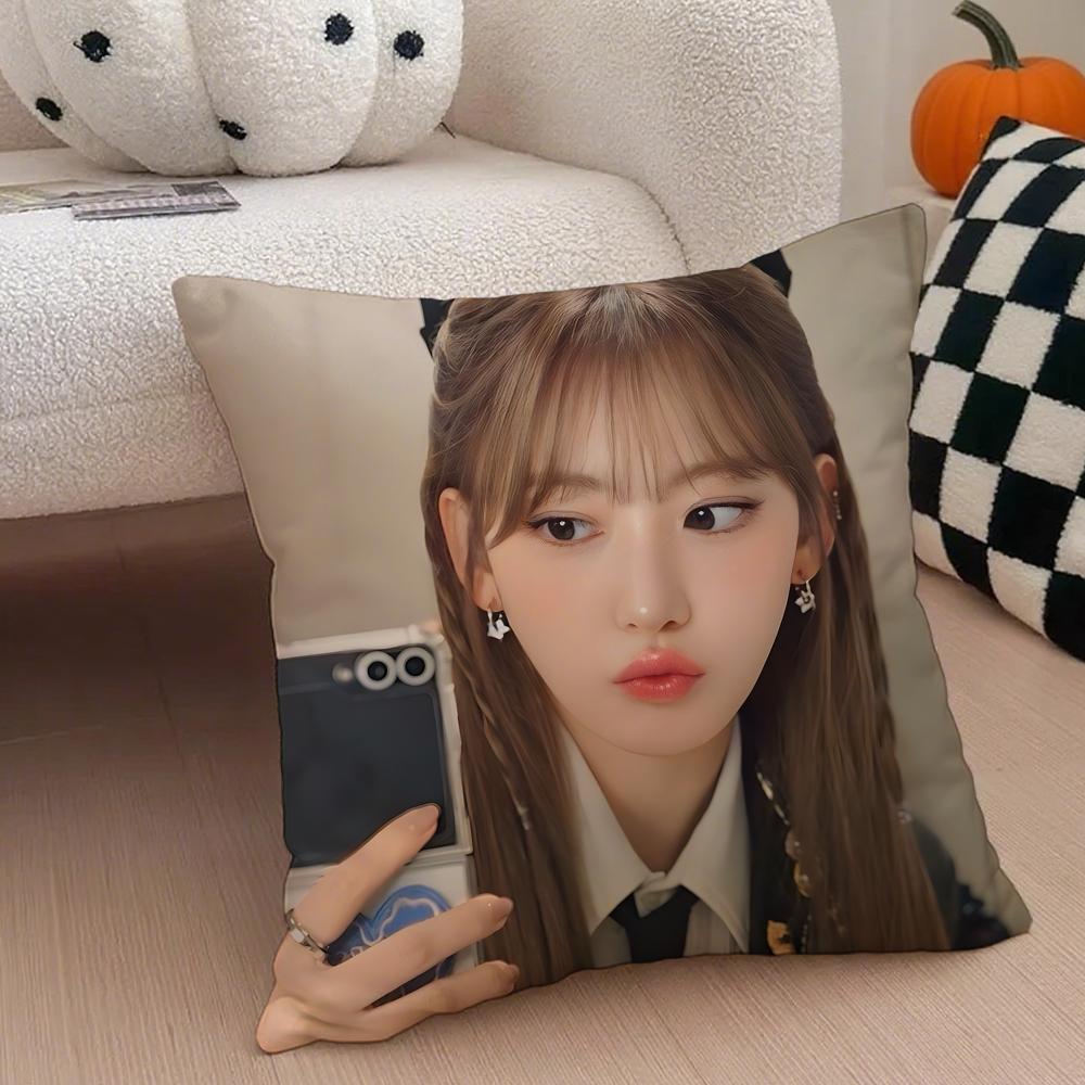 singer cute SSakura Miyawaki Cushion Cover Throw Pillow Cover Hidden Button Durable Polyester Chair Cushion