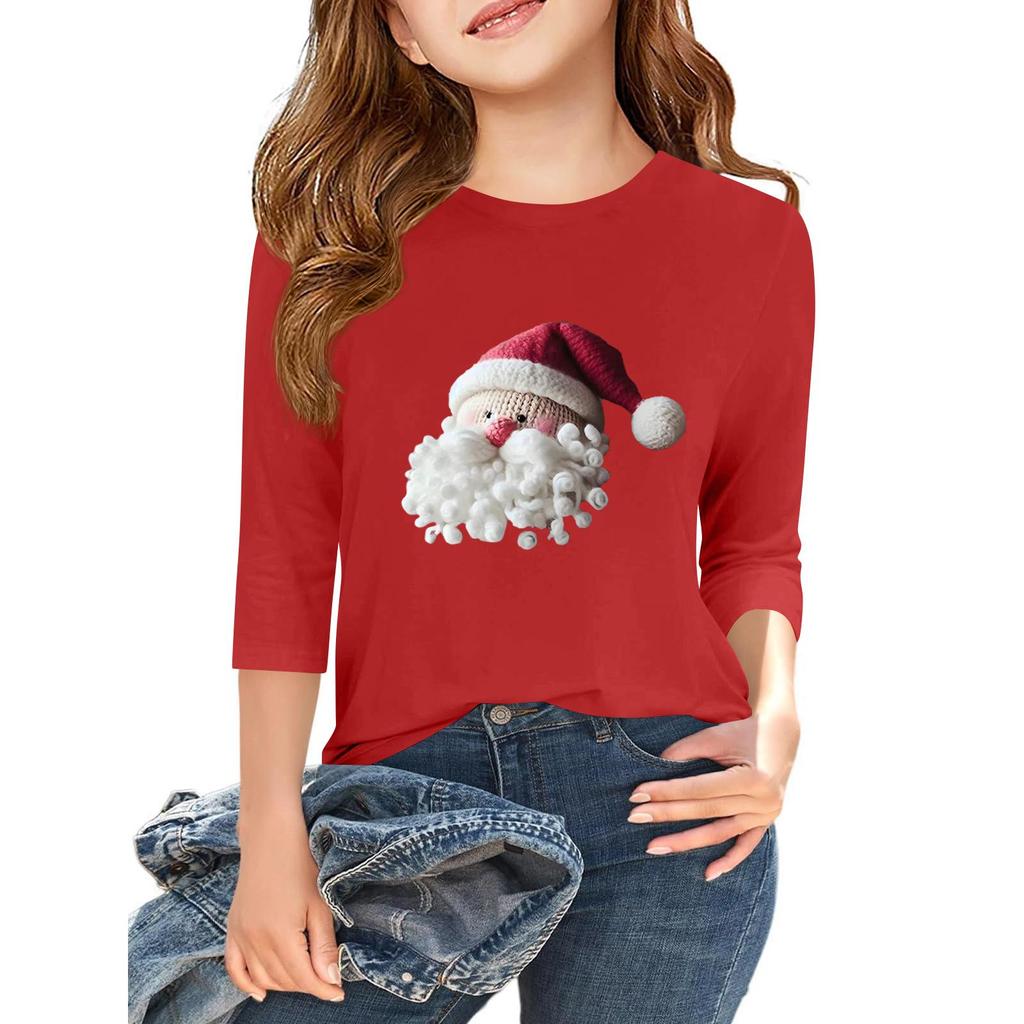 Children's 3/4 Sleeve Independence Day Printed Round Neck Casual T-shirt