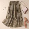 Women's Floral A-line Skirt: Elastic Waist, Slimming, with Pockets
