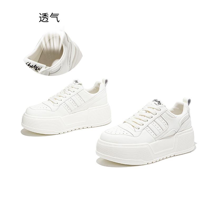 

Foam sole leather little white shoes women s thick sole heightening women s shoes casual versatile sports board shoes women s first layer cowhide 35 белый