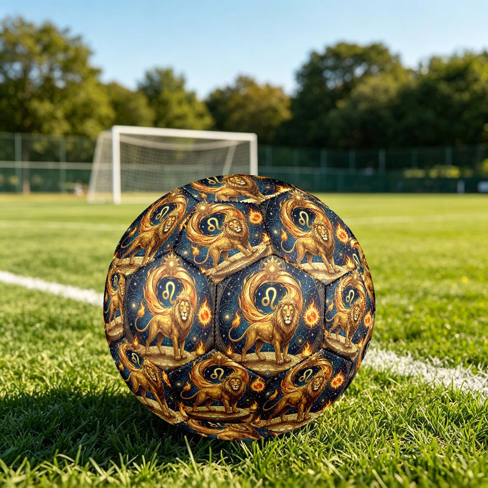 1pc Lion Zodiac Symbolism Theme Soccer Ball Football, Size 5, Lightweight PVC, Durable Outdoor Training Soccer Ball, Gift m61449