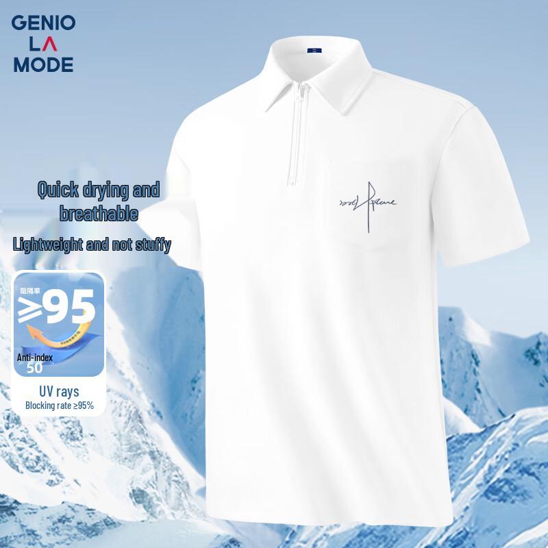 GENIOLAMODE Men s Summer Antibacterial Quick-Dry Polo Shirt 2XL