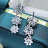 Sterling Funkelnde 100% 925 Silber 5A Zirkon Voller Diamanten Drei Blumen Ohrringe Für Frauen Partei Schmuck