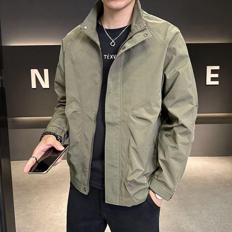 

Мужское пальто приталенного кроя в корейском стиле 2025 - Стильная весенне-осенняя куртка с отложным воротником 2XL (150-165 jin) армия зеленый