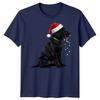 Black Labrador Dog Christmas Holidays Unisexs Unisexs Graphic Tee Santa Hat Lights