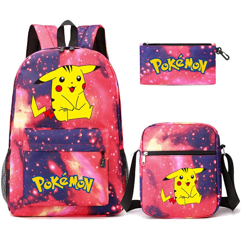 Backpack Teen Student School Bag Three-piece Pencil Case Crossbody Bag