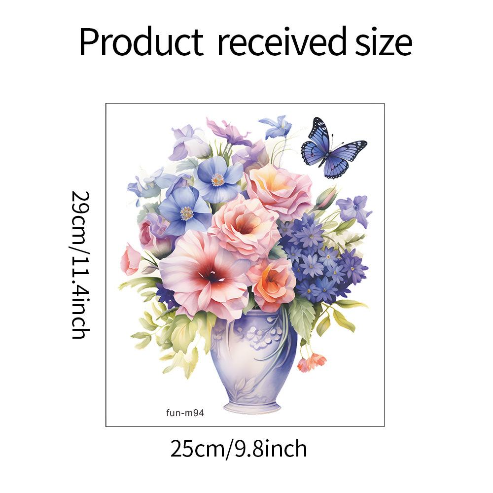 

Цветы и листья Ваза Туалет Наклейки Ванная Комната Украшения Дома Наклейки На Стены 25*29CM/fun-m94