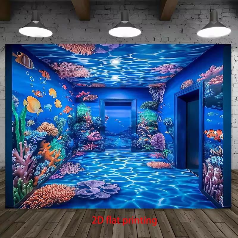 

2D Underwater World Backdrop Marine Life Theme Party Background Cloth 47.2x31.5inch/120*80cm