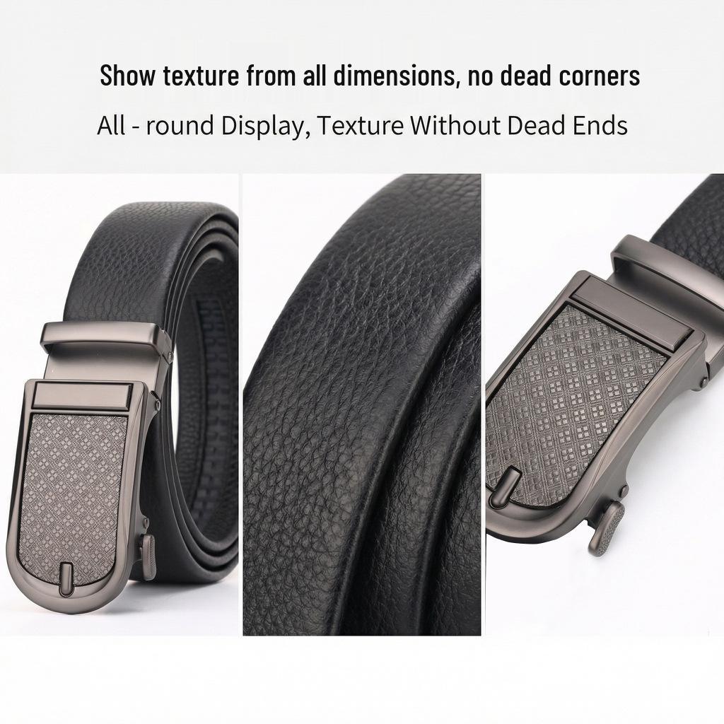 Men's Genuine Leather Automatic Buckle Belt - High-End Business & Casual Style