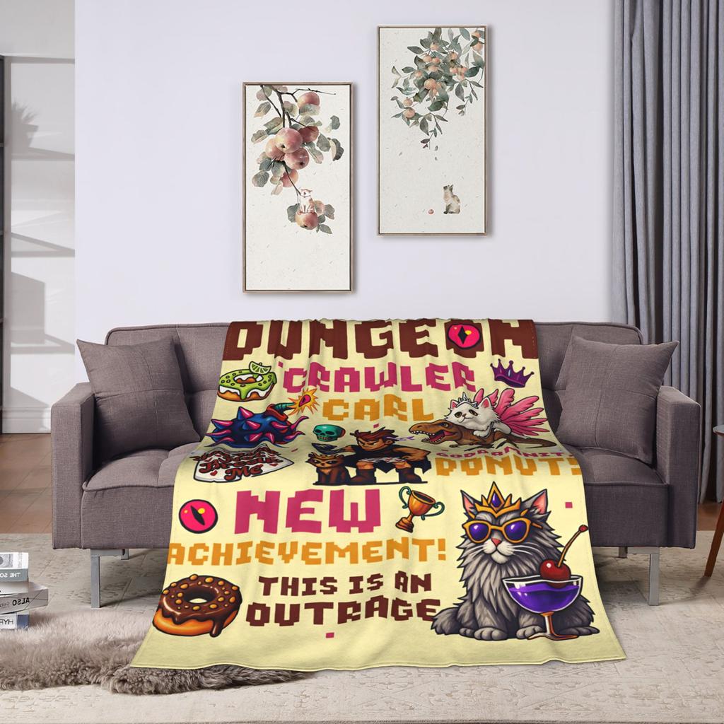 Dungeon crawler carl Princess Donut and Mongo Poster Soft Blanket For Couch Bed Funny Throw Blanket Spring Flannel Bedspread