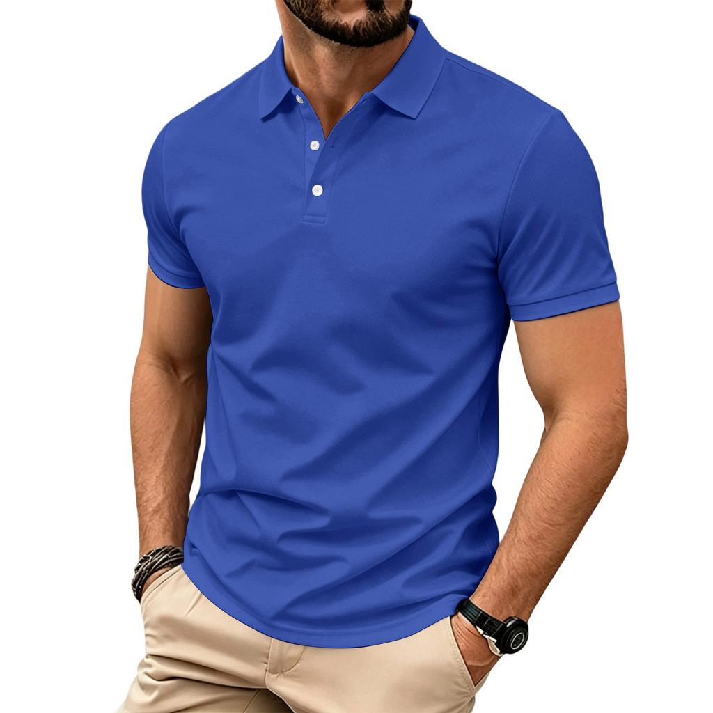 Men's Classic Fit Short Sleeve Polo Shirt with Breathable Quick Dry Fabric and Turn Down Collar for Casual or Sportswear