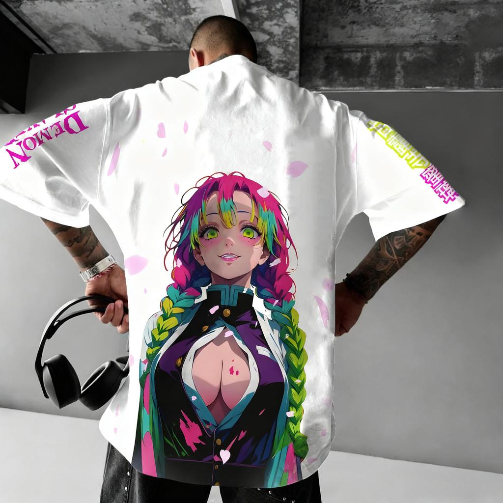 Demon Slayer Anime Co Branded T-shirt Summer Men's and Women's New Large Harajuku Casual Loose Parent Child Short Sleeve Top