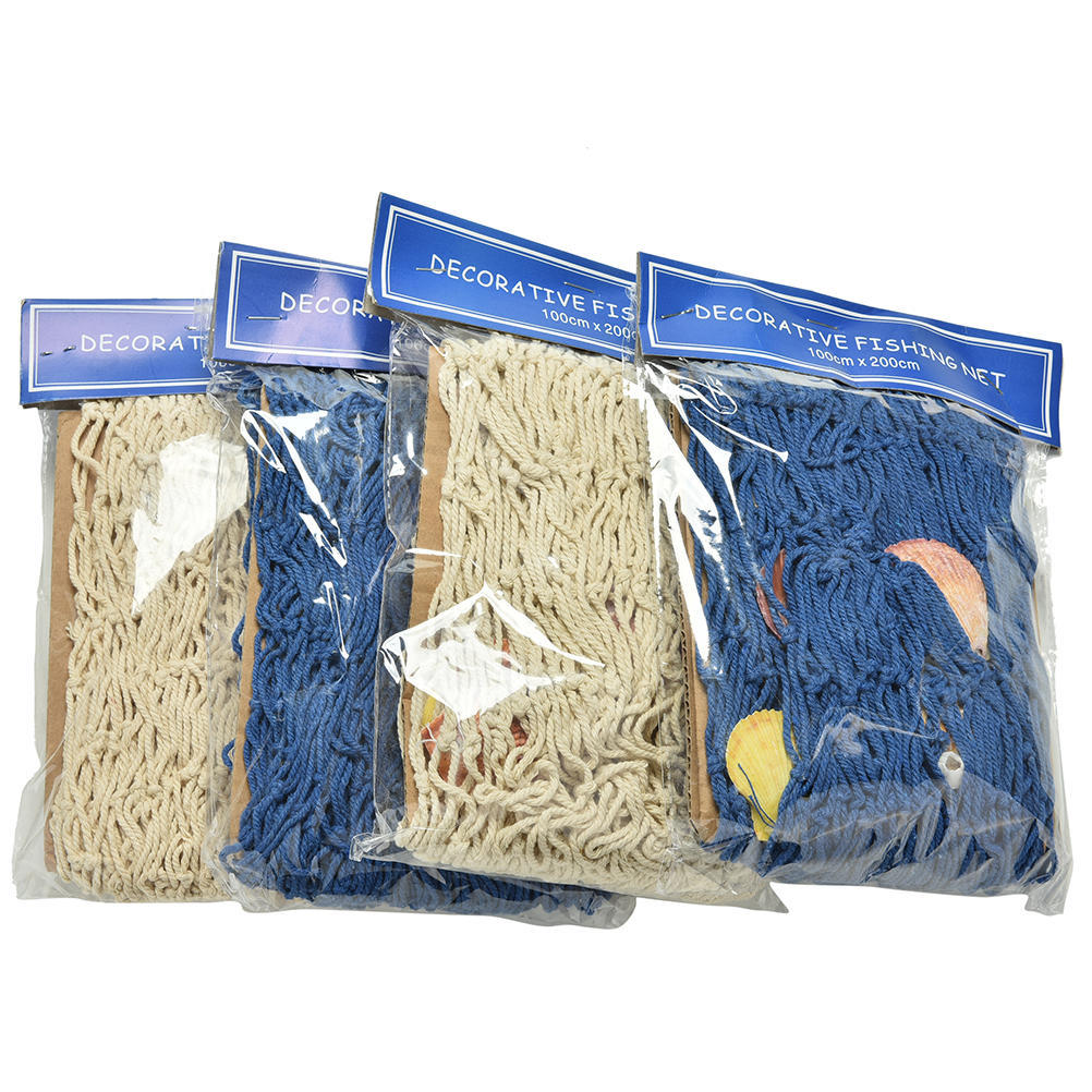 Fish Netting Decoration Nautical Decorative Fish Net Sea Shells Seaside Wall