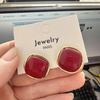 Retro Square Stud Earring for Women Korean Simple Enamel Geometry Temperament Jewelry Girlfriend Gift