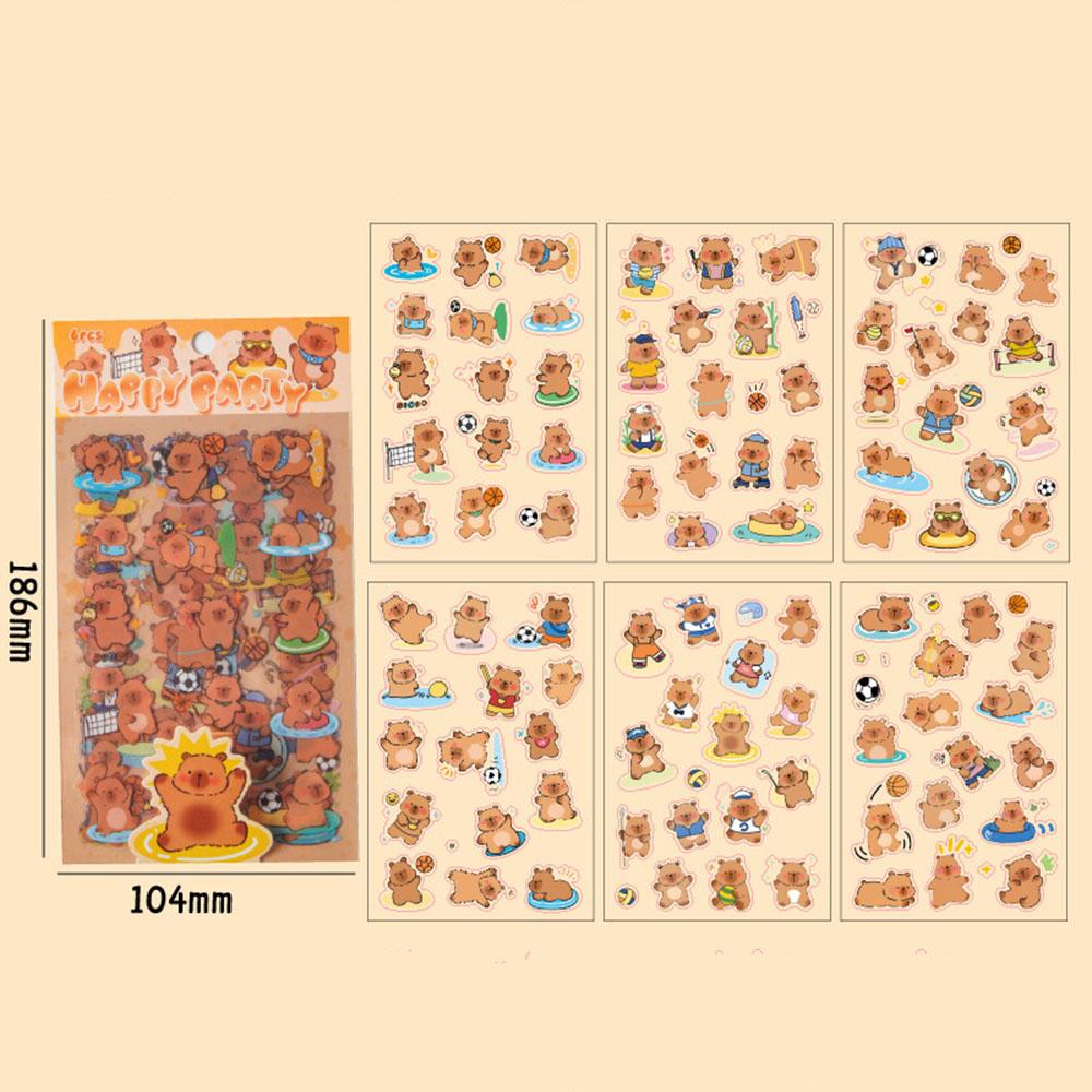 

6Pcs Cute Dolphin Kapibala Waterproof PET Stickers Decoration Cartoon Notebook Stickers DIY Stationery Scrapbooking School Gifts