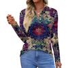 Dame Mote Casual Revers Kortermet Langermet Print Skjorte Dame Knapper Opp Topper