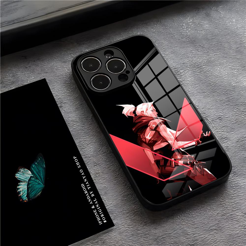 V-Valorant Spiel Handyhülle Für IPhone 17 Pro Max 15 Pro 16 14 Plus 12 13 Mini 11 Pro Stoßfeste Glasabdeckung