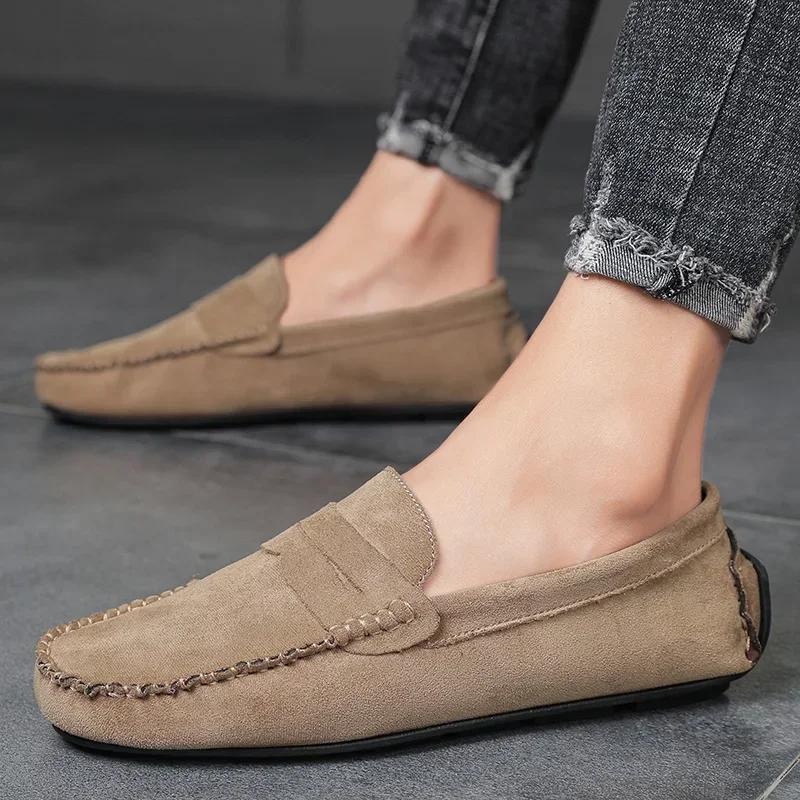 High Quality Men's Casual Shoe Loafers Hand-sewn Slip-on Flat Bottom Trendy All-match Mens Ddriving Shoe Fashion Men Casual Shoe