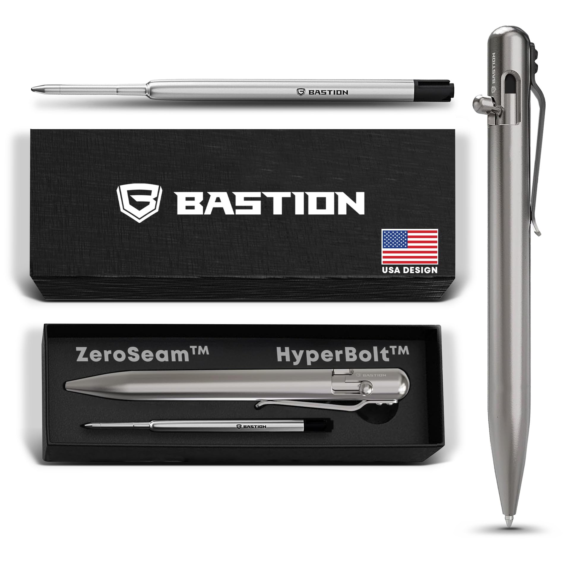 

Luxury Bolt Action Durable Professional Ballpoint Pen with Fine EDC Pen Ink Refillable Titanium BASTION® Pen, Nib, - 100%
