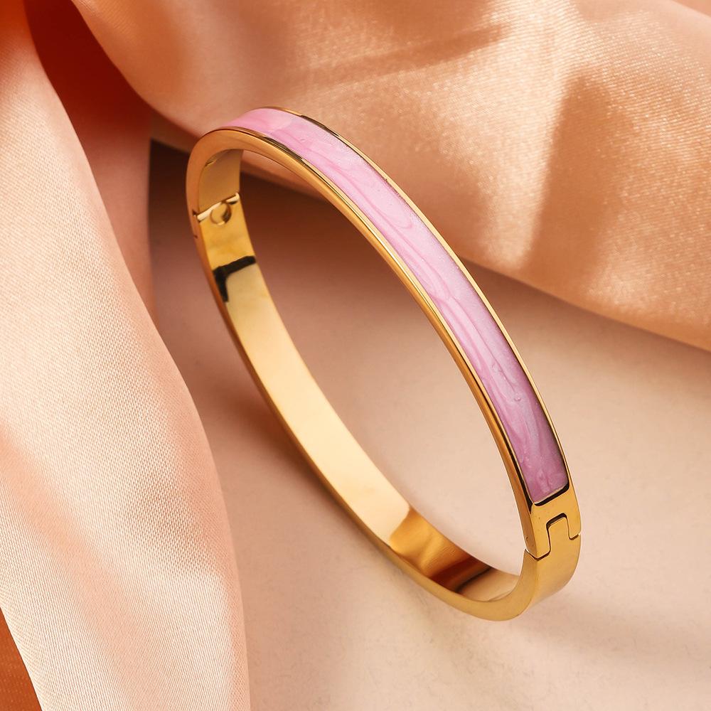 Colored Drip Oil Stainless Steel Bracelets Women Fashion Jewelry Set Accessory
